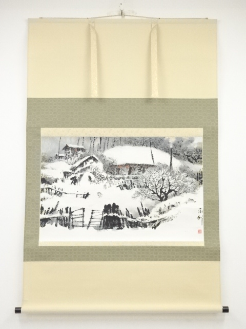 JAPANESE HANGING SCROLL / HAND PAINTED / SCENERY / BY EIRI KAN